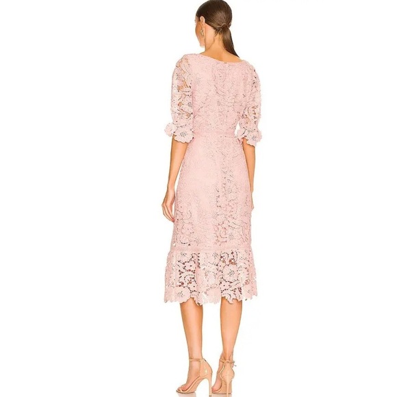 Revolve Steve Madden Did It My Way - Puff Sleeve Lace Women's Midi Dress Size 2 - Picture 3 of 7